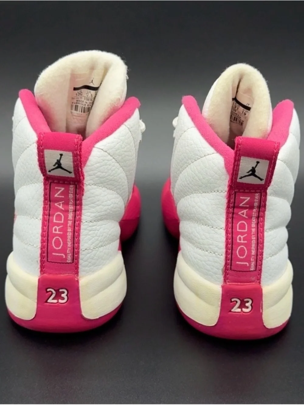 Jordan Kids White and Hot Pink High-Top Sneakers